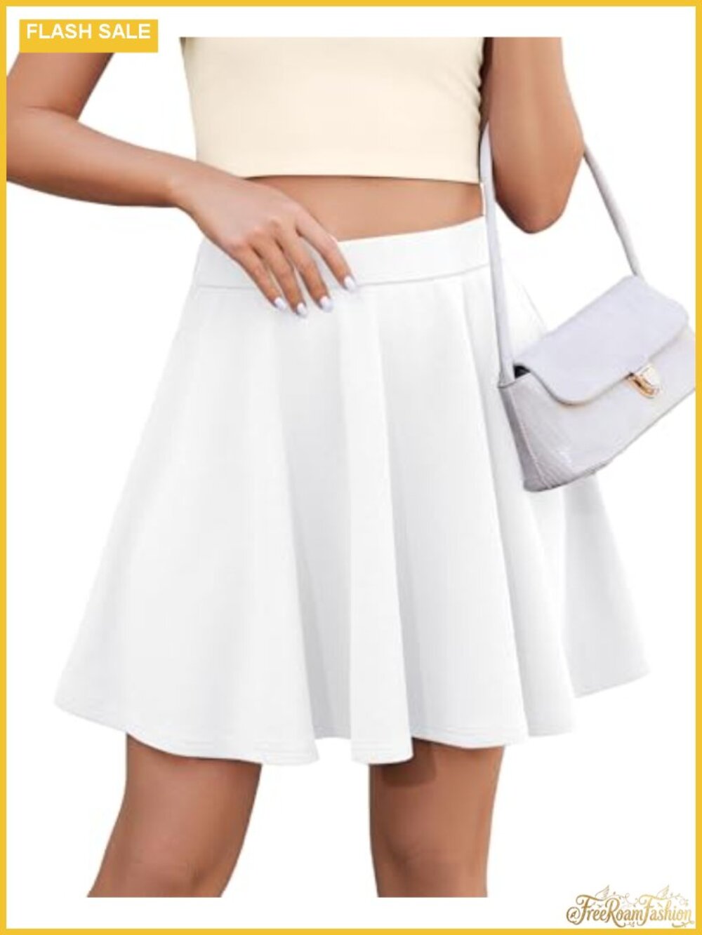Women High Waist Pleated Skater Flare Mini Skirt A-Line Casual School Uniform